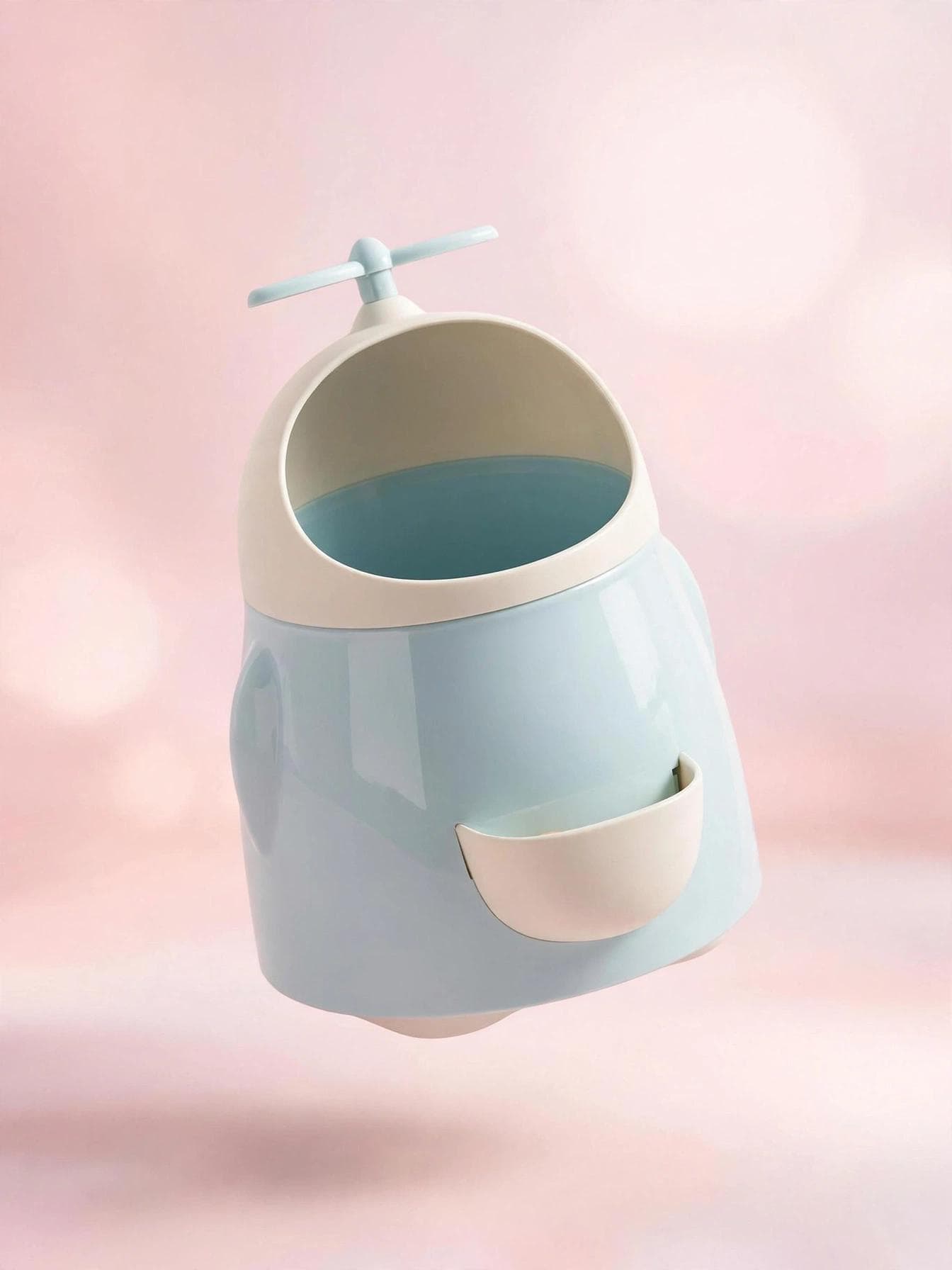 Cute Cartoon Desk Trash Can & Pen Holder - Blue