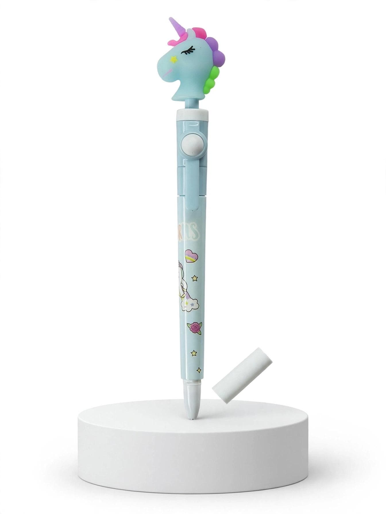 Blue Unicorn 3D Topper Retractable Pen