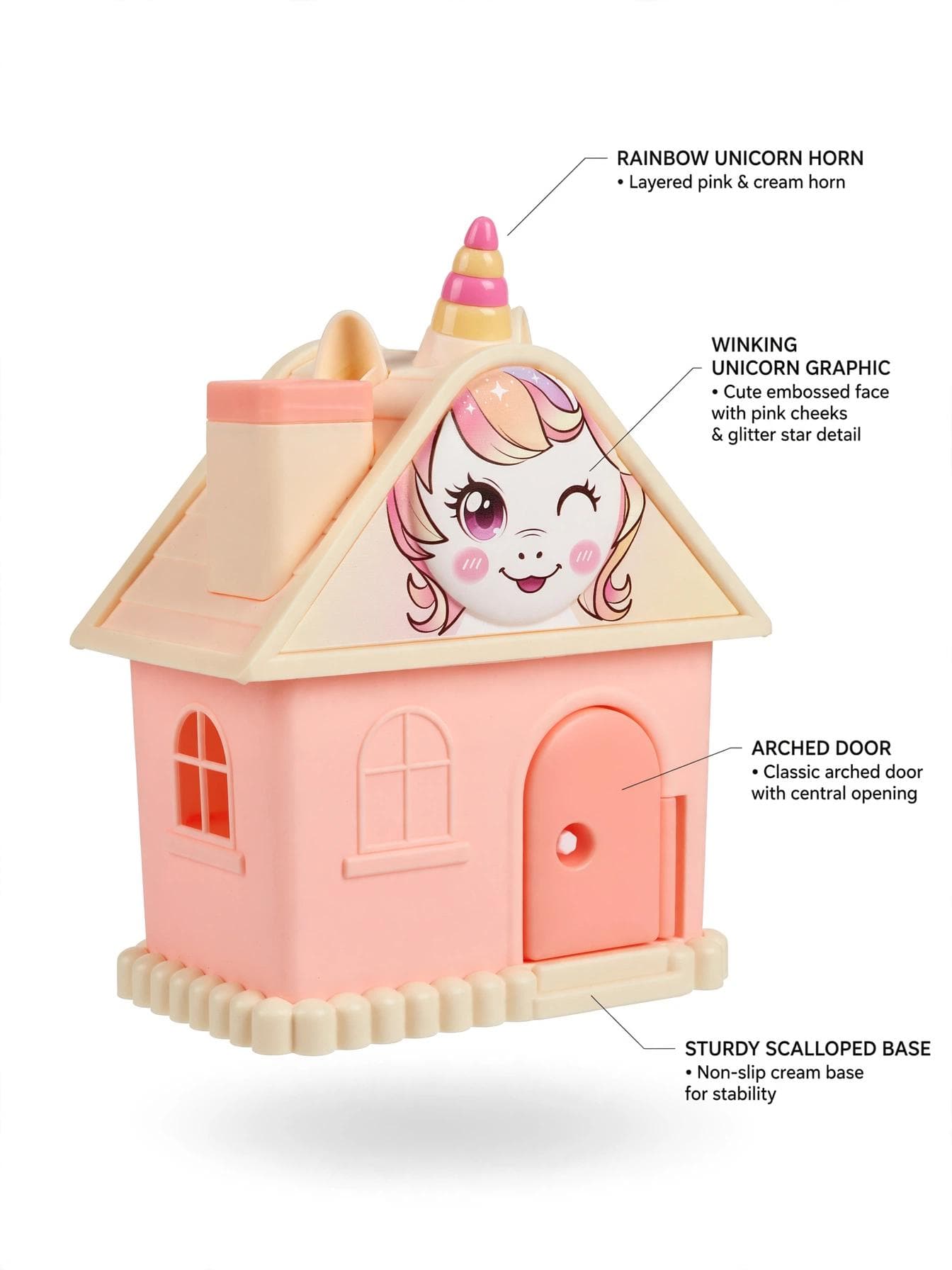 Unicorn House Piggy Bank - Blush Pink
