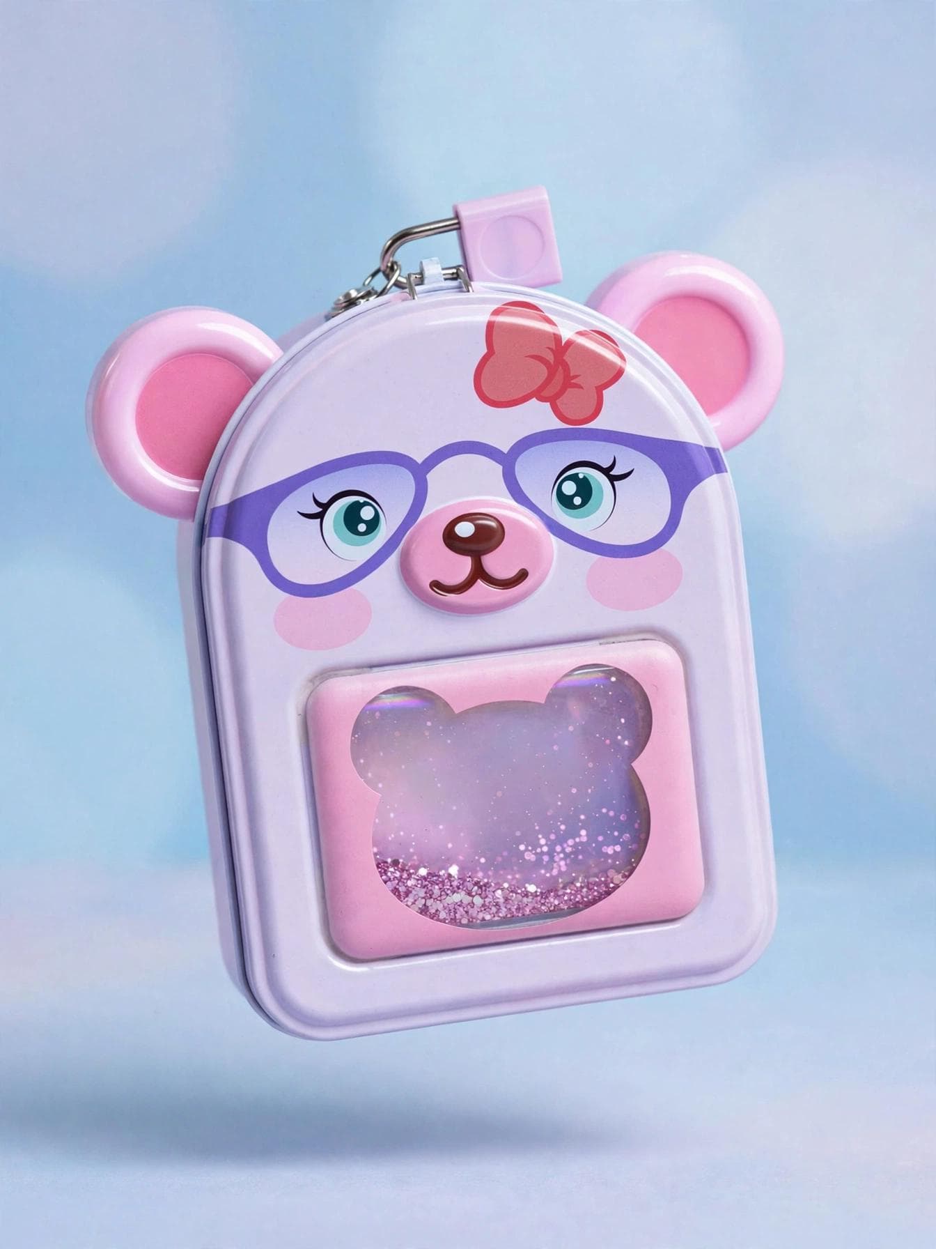 Lucky Bear Metal Piggy Bank with Lock & Key - Lavender Purple