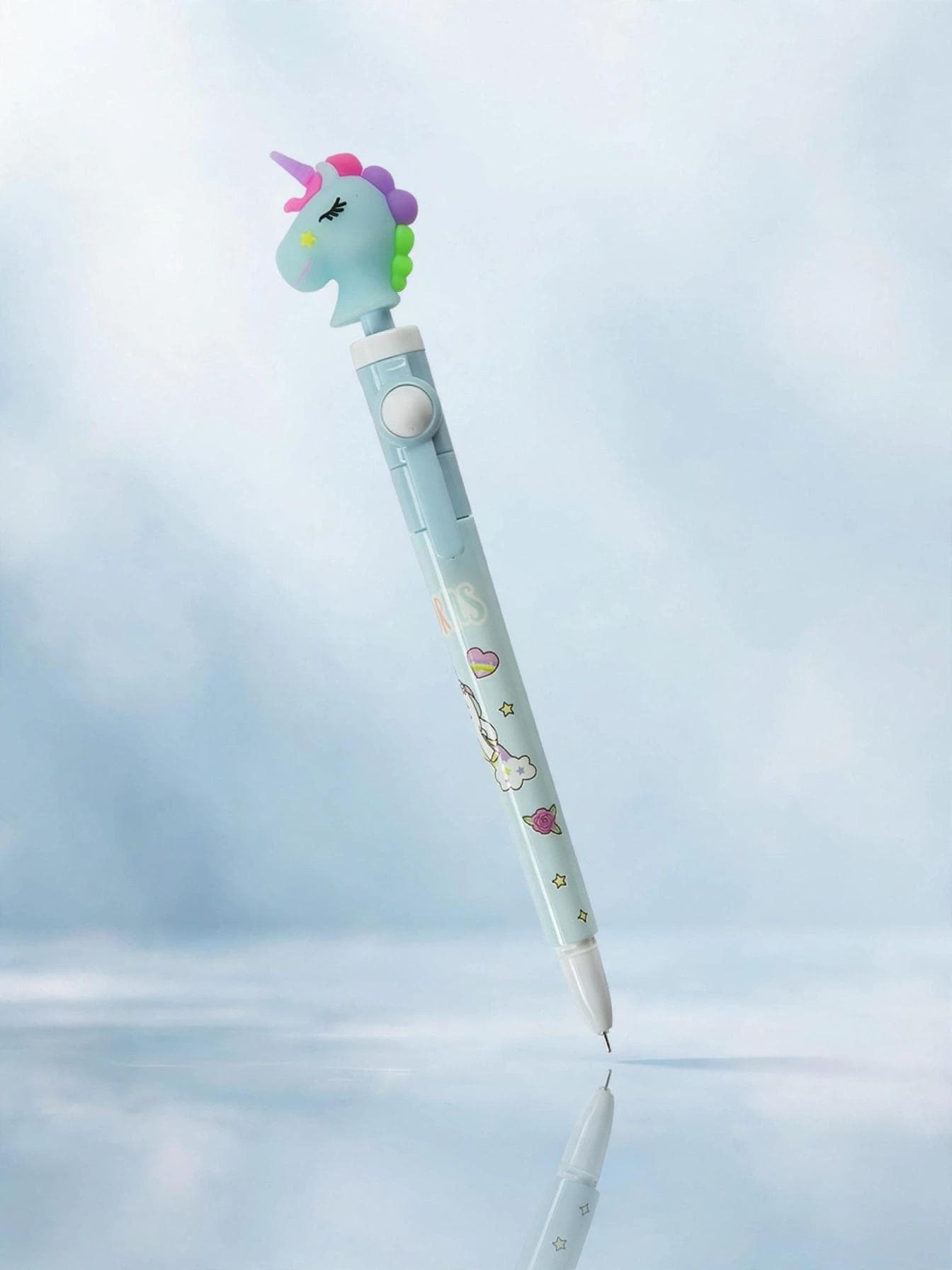 Blue Unicorn 3D Topper Retractable Pen