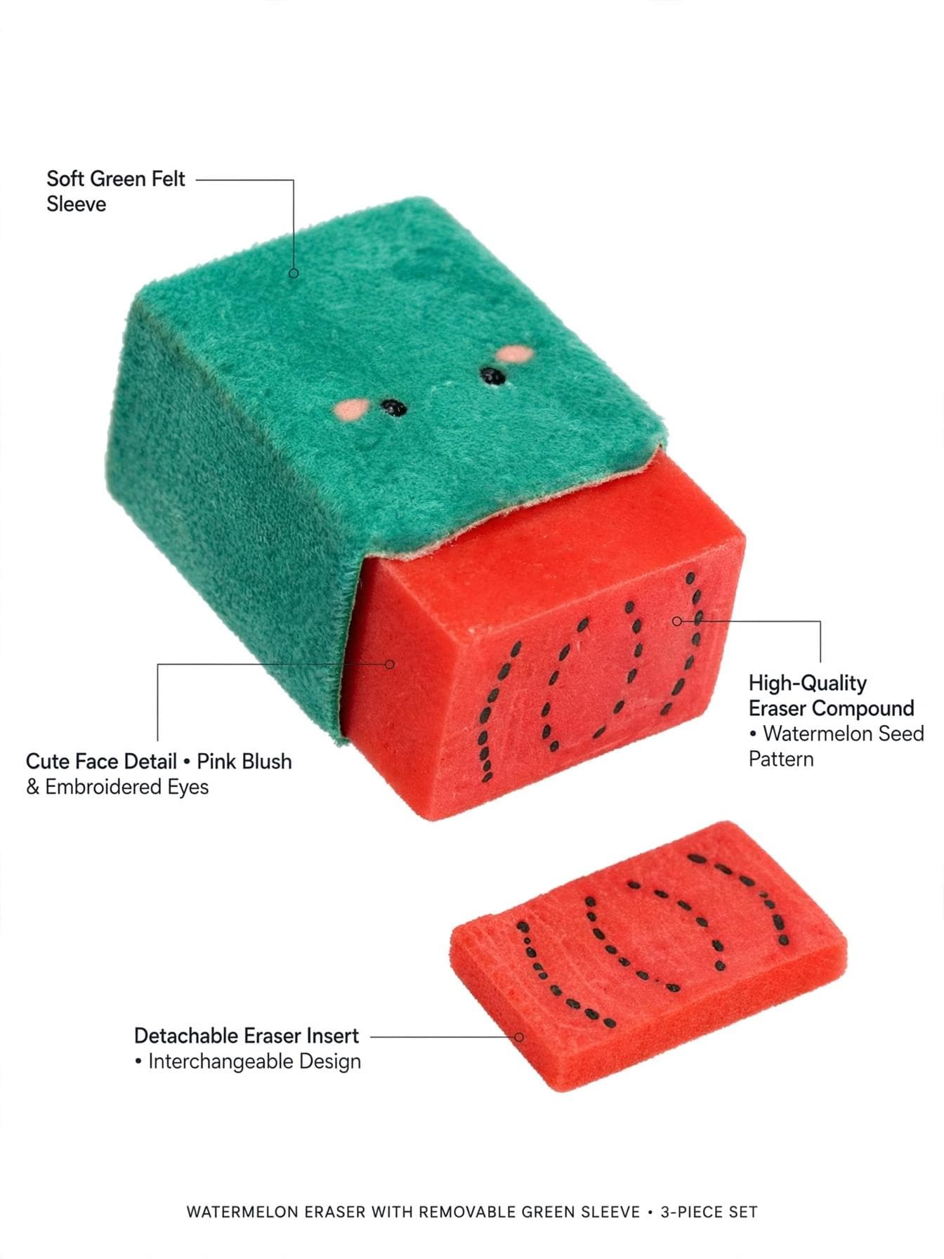 Kawaii Plush Watermelon Fruit Eraser