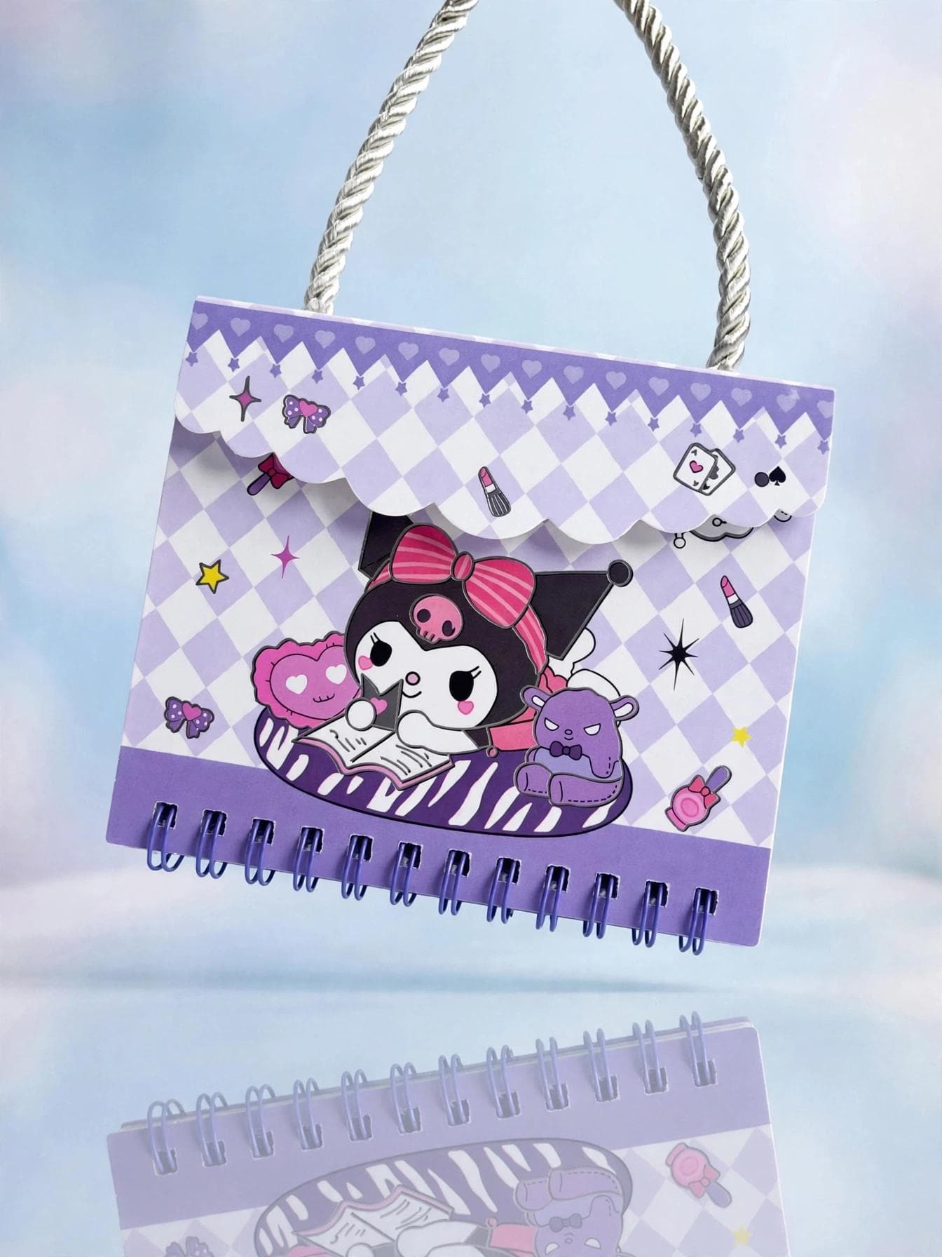 Kuromi Purple Diamond A7 Handbag Shaped Spiral Notebook