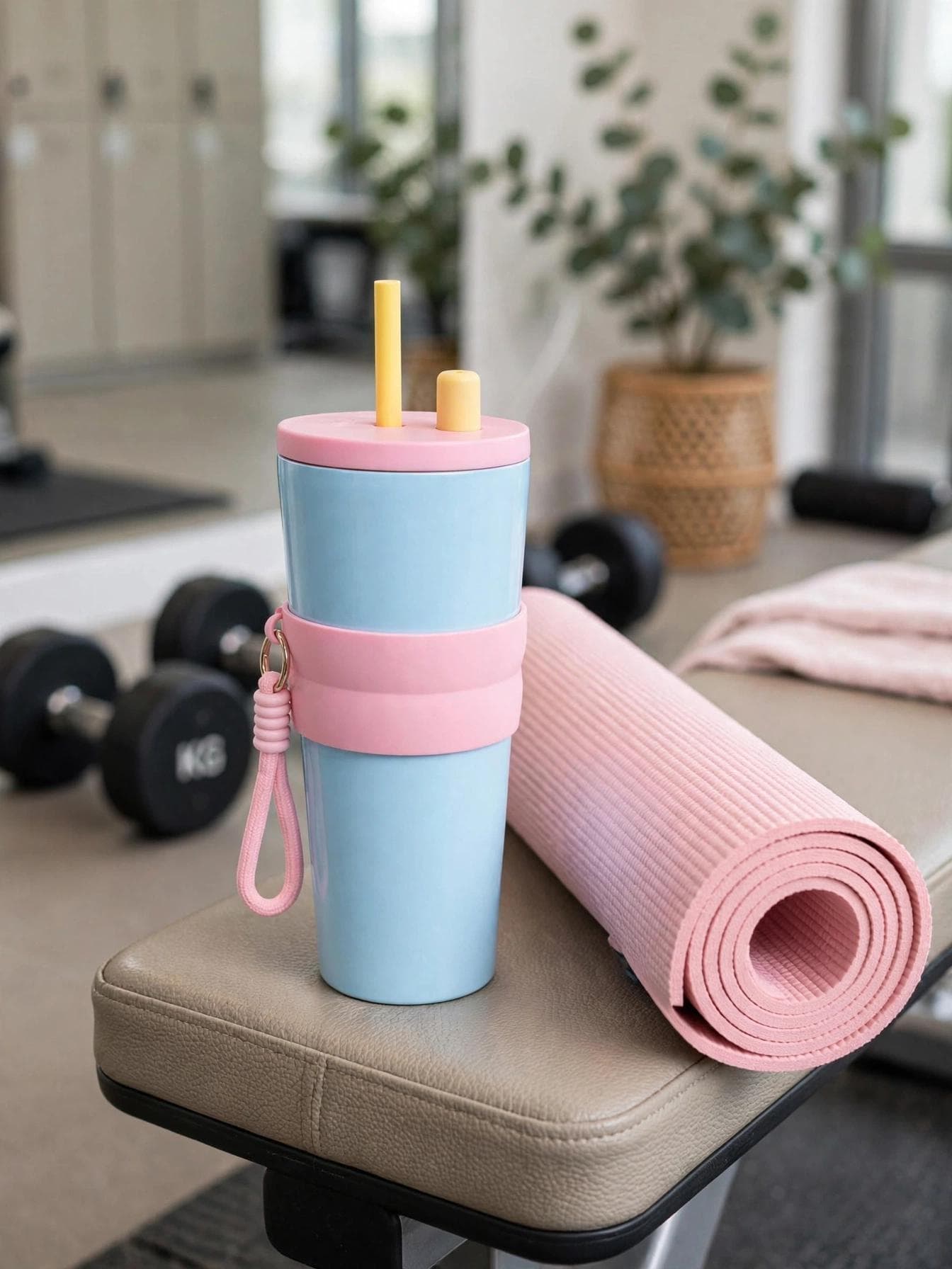 Pastel Blue 700ml Stainless Steel Tumbler with Silicone Grip
