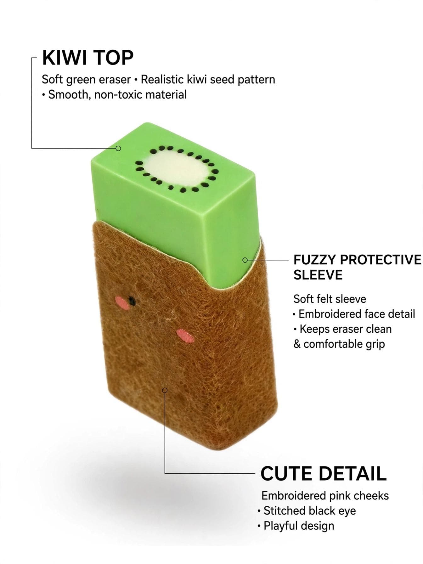 Kawaii Plush Kiwi Fruit Eraser