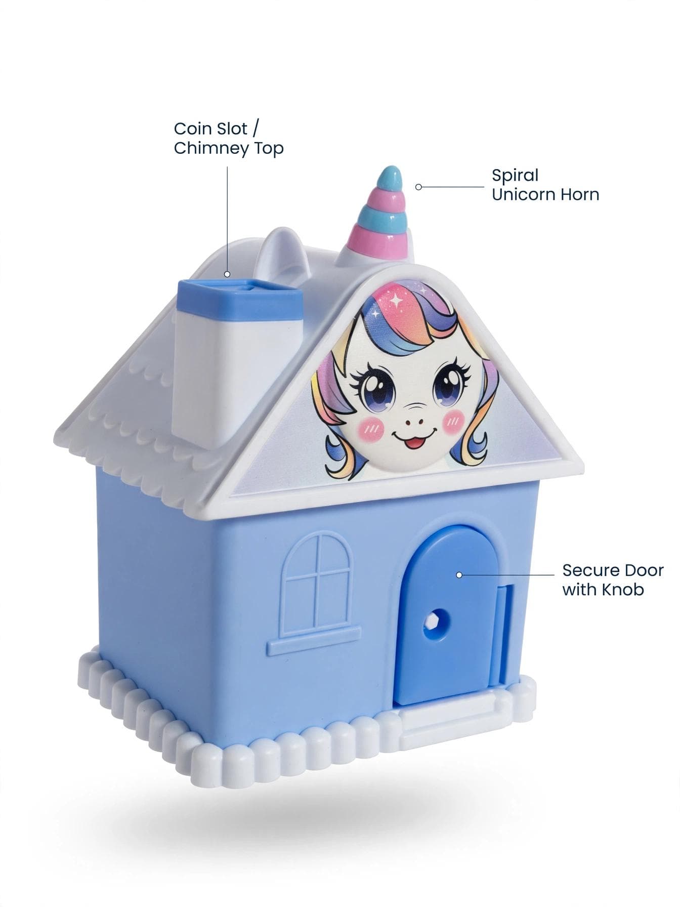 Unicorn House Piggy Bank - Pastel Blue