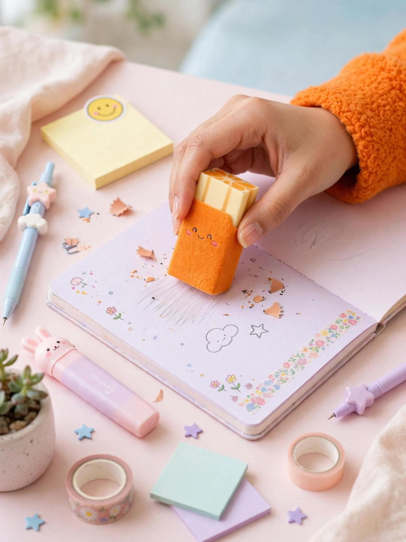 Kawaii Plush Orange Fruit Eraser