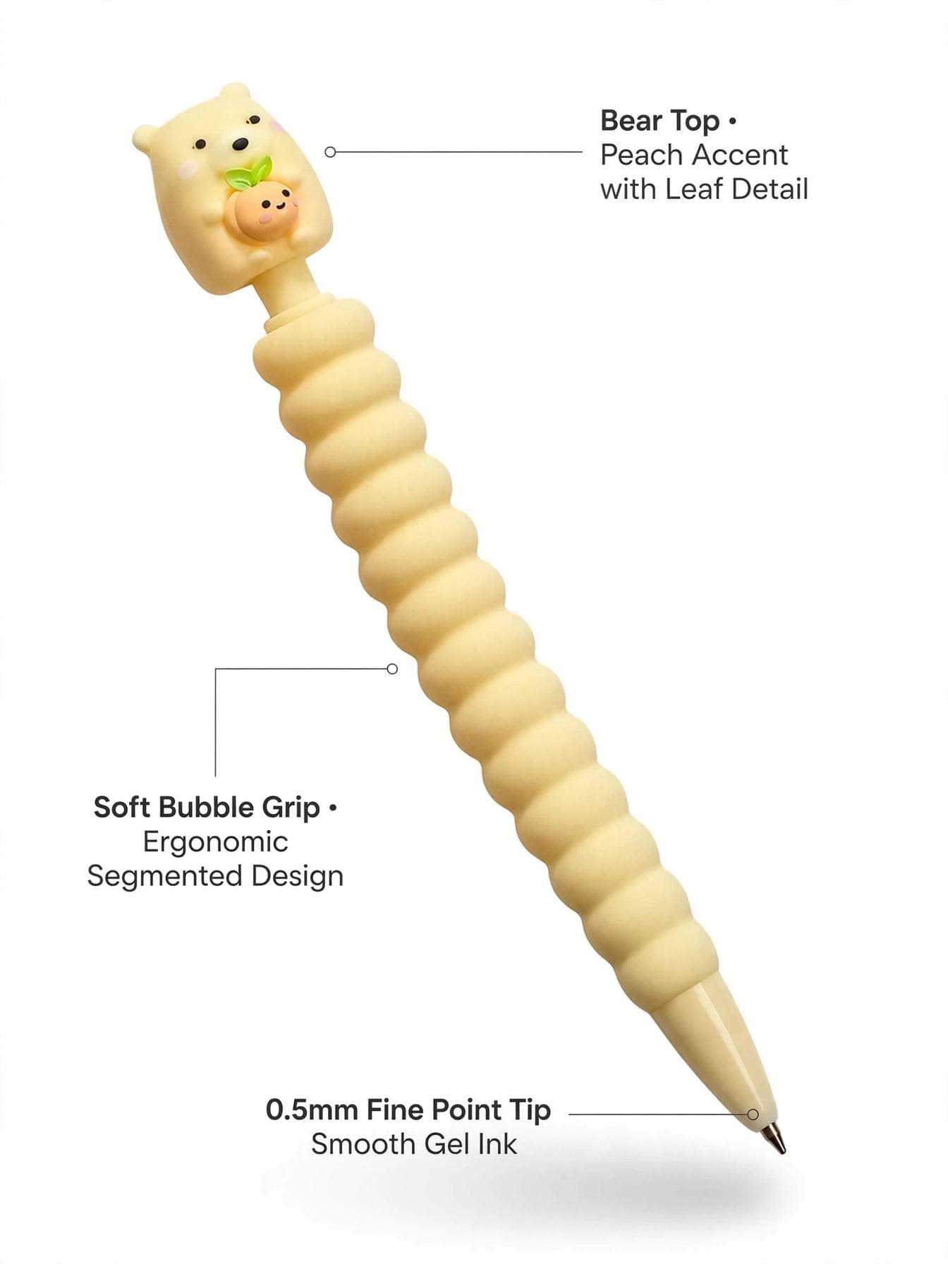 Gold Leaf Kawaii Polar Bear Soft Grip Mechanical Pencil 0.7mm - Yellow