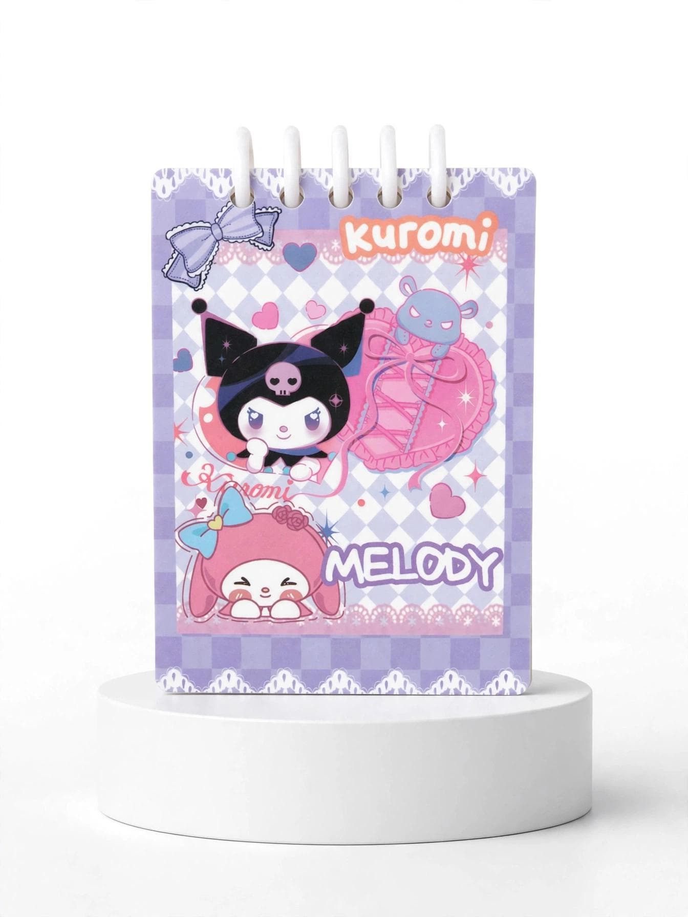 My Melody Kuromi Heart Pocket Spiral Notepad - White Spiral