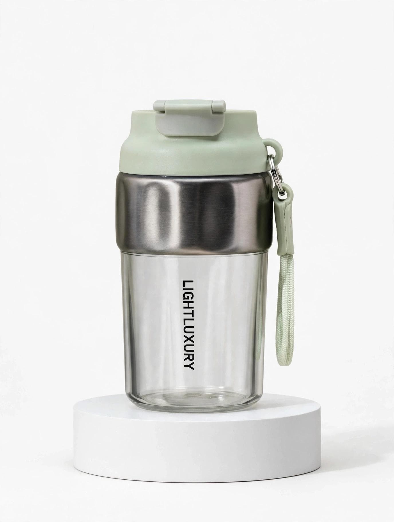 LightLuxury 460ml 2-in-1 Sipper & Non-Sipper Container with Strap - Mint Green
