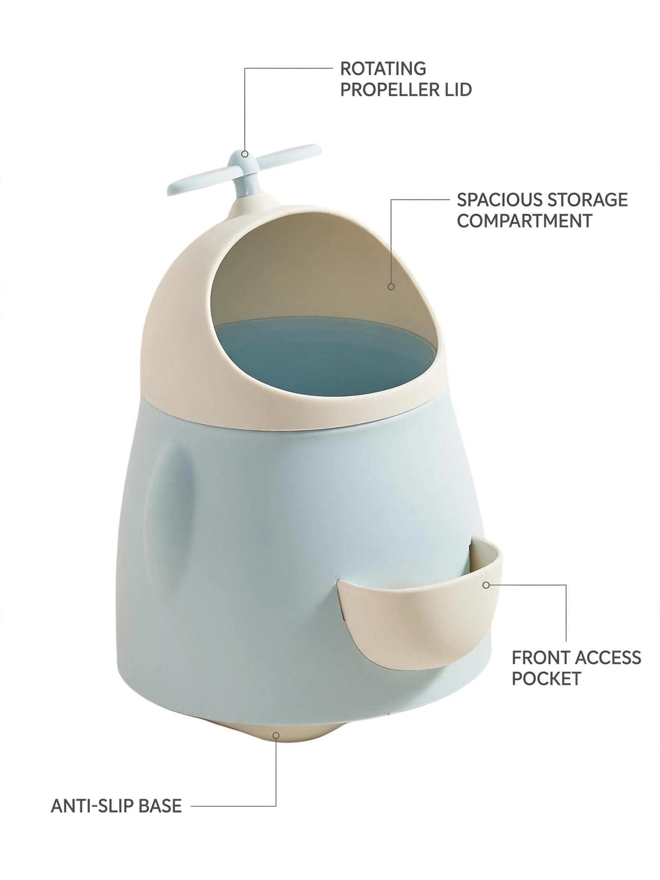 Cute Cartoon Desk Trash Can & Pen Holder - Blue