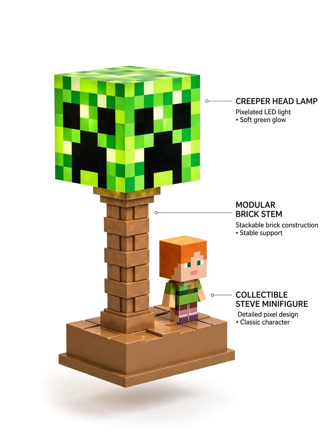 Pixel Gaming Creeper 2-in-1 LED Night Light Lamp