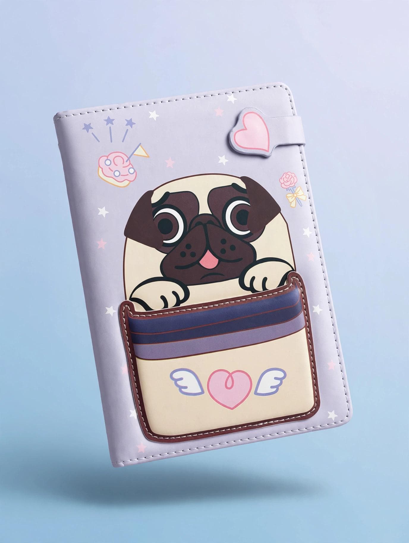 Cute Pastel Pug B6 Diary Notebook
