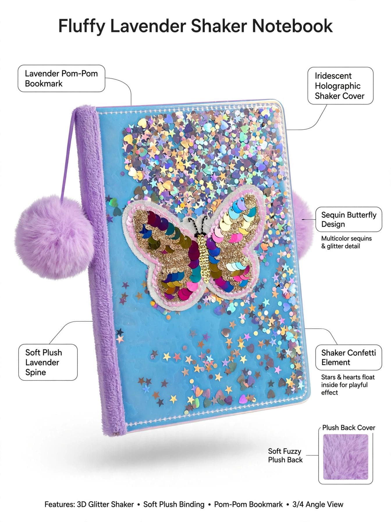Fluffy Lavender Shaker A5 Diary