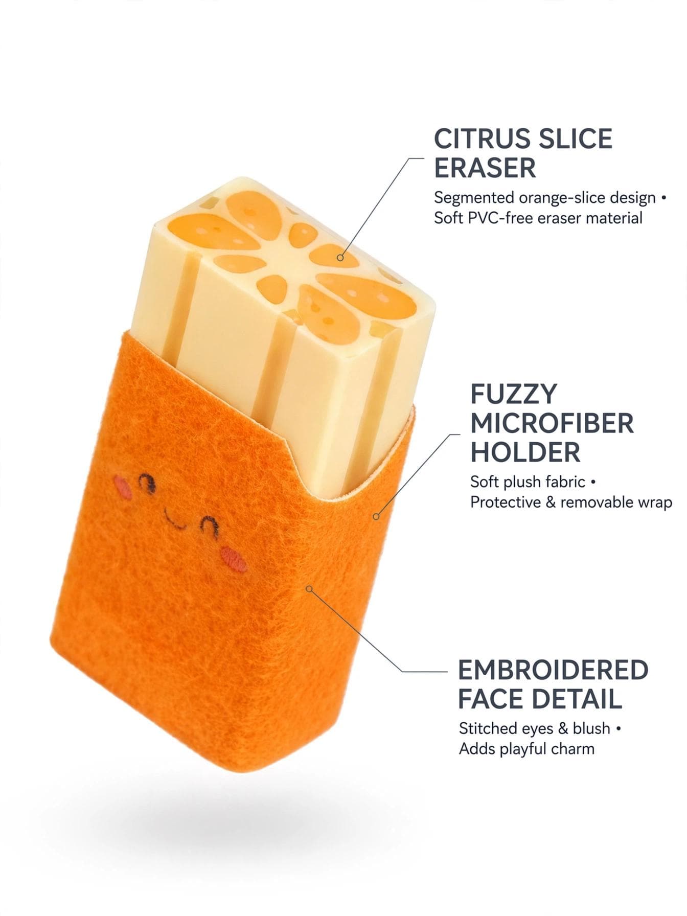 Kawaii Plush Orange Fruit Eraser