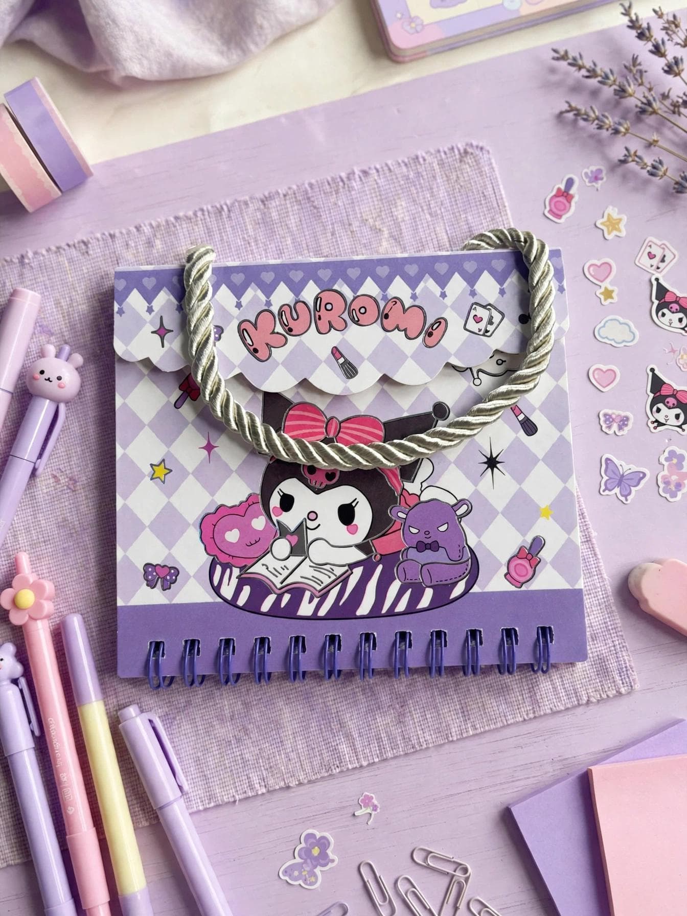 Kuromi Purple Diamond A7 Handbag Shaped Spiral Notebook