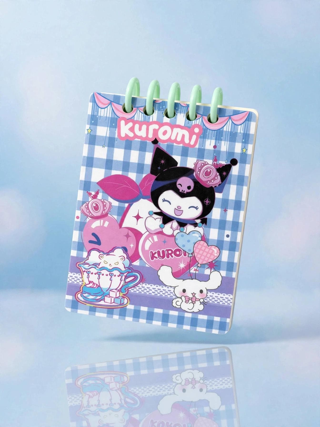 Kuromi Balloon Pocket Spiral Notepad - Green Spiral