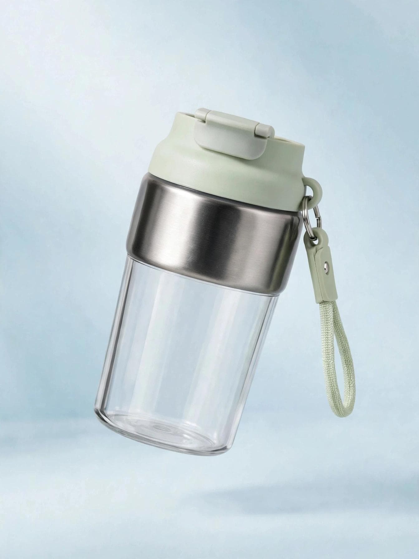 LightLuxury 460ml 2-in-1 Sipper & Non-Sipper Container with Strap - Mint Green