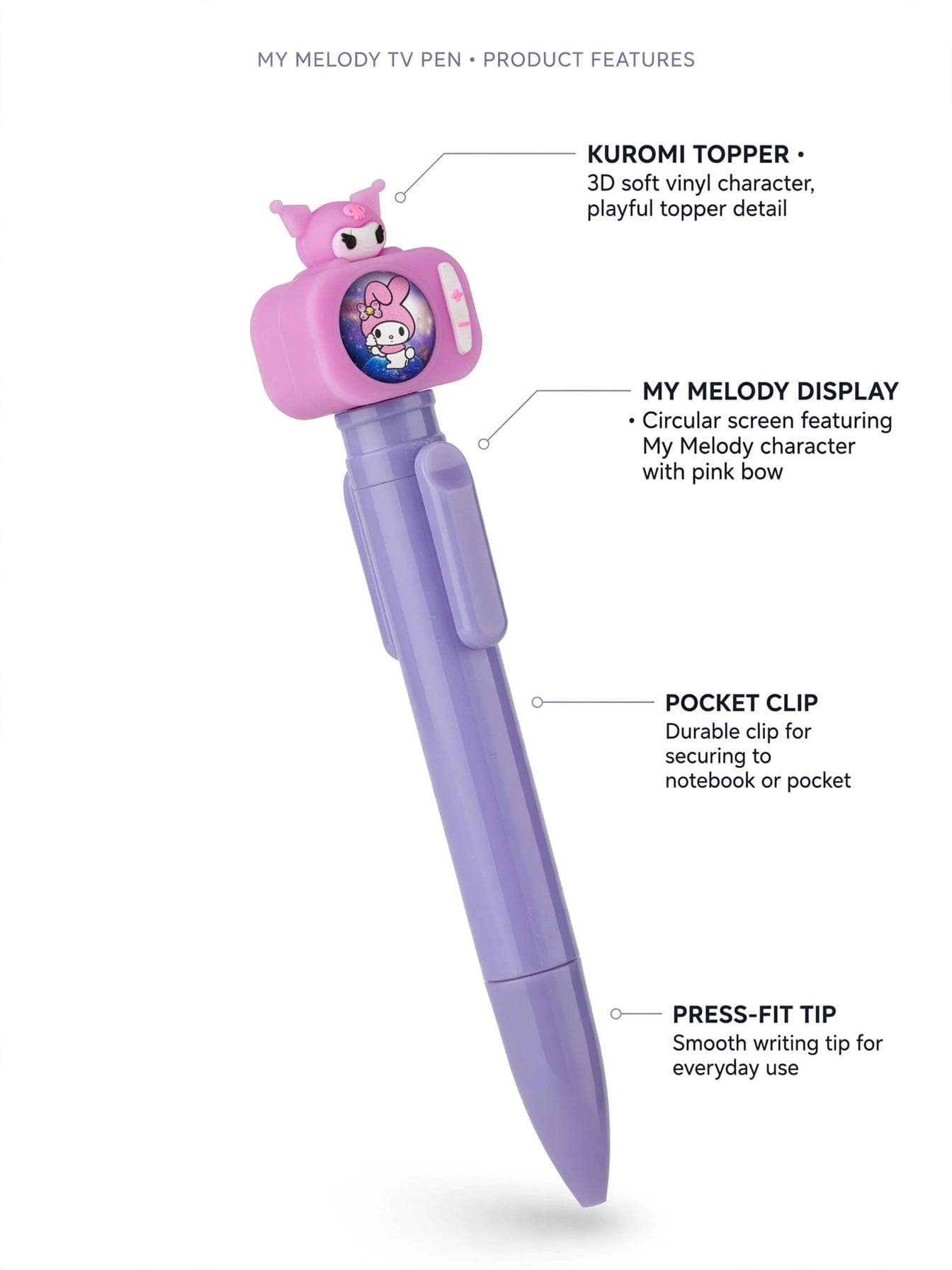 Sanrio My Melody & Kuromi Retro TV 3D Topper Retractable Pen - Purple