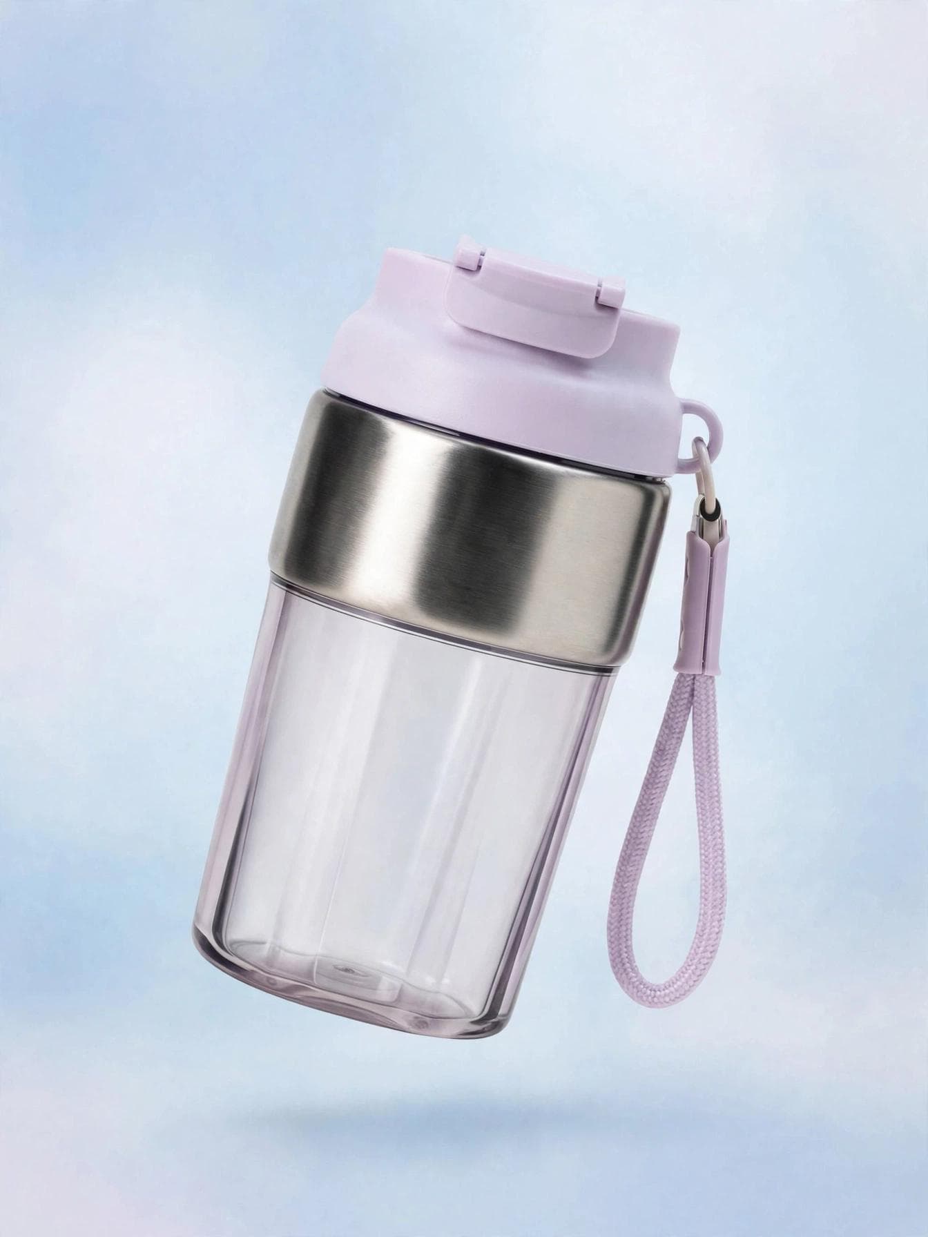 LightLuxury 460ml 2-in-1 Sipper & Non-Sipper Container with Strap - Lavender
