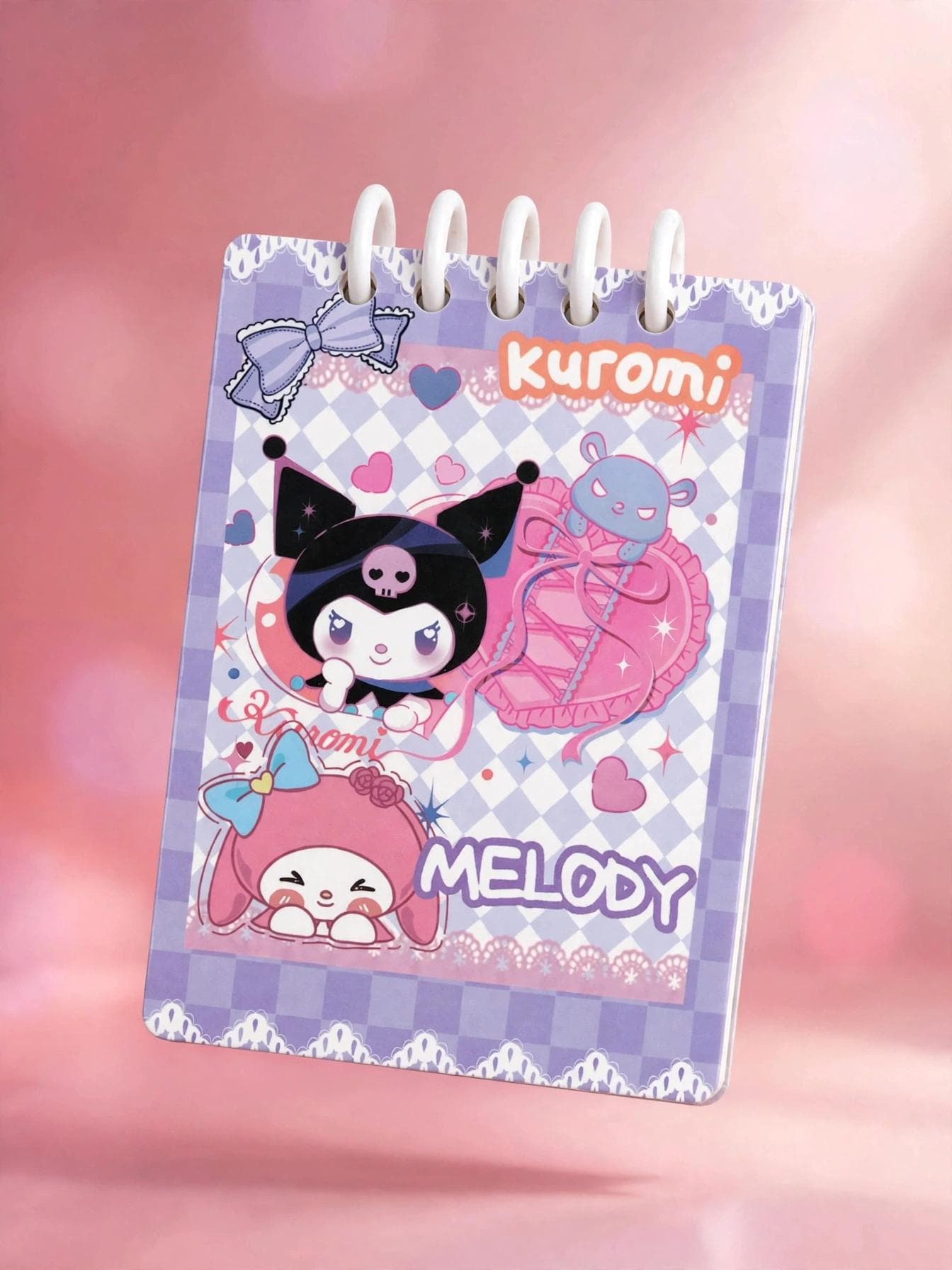 My Melody Kuromi Heart Pocket Spiral Notepad - White Spiral