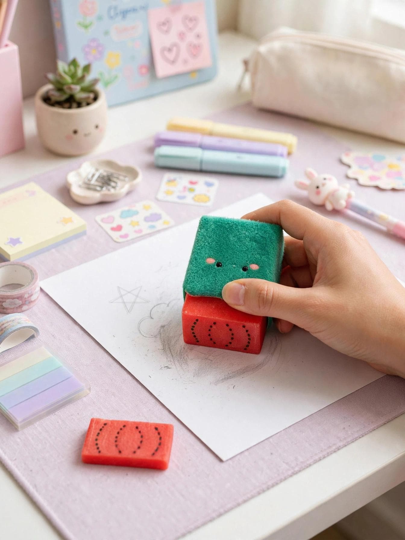 Kawaii Plush Watermelon Fruit Eraser