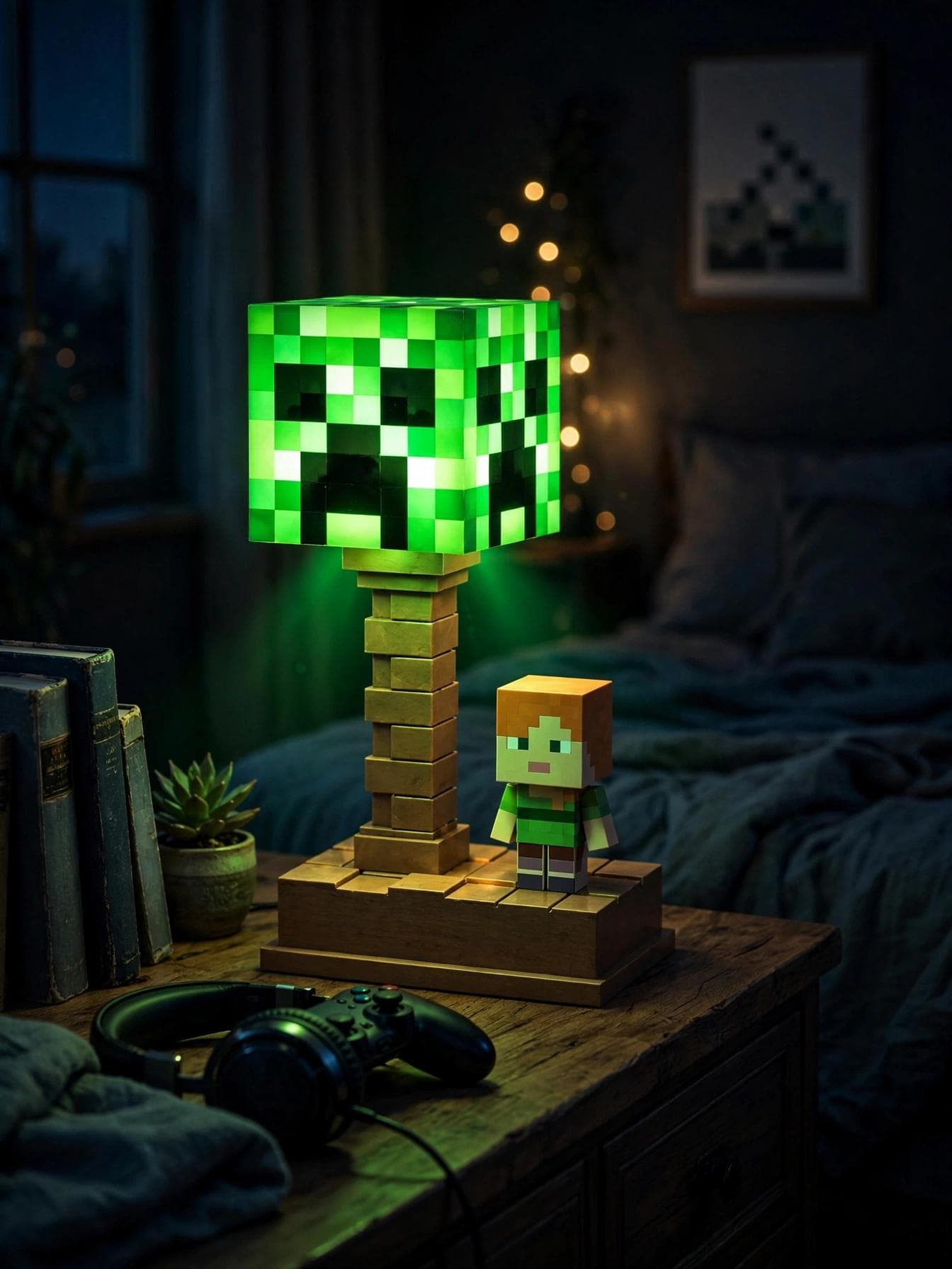 Pixel Gaming Creeper 2-in-1 LED Night Light Lamp
