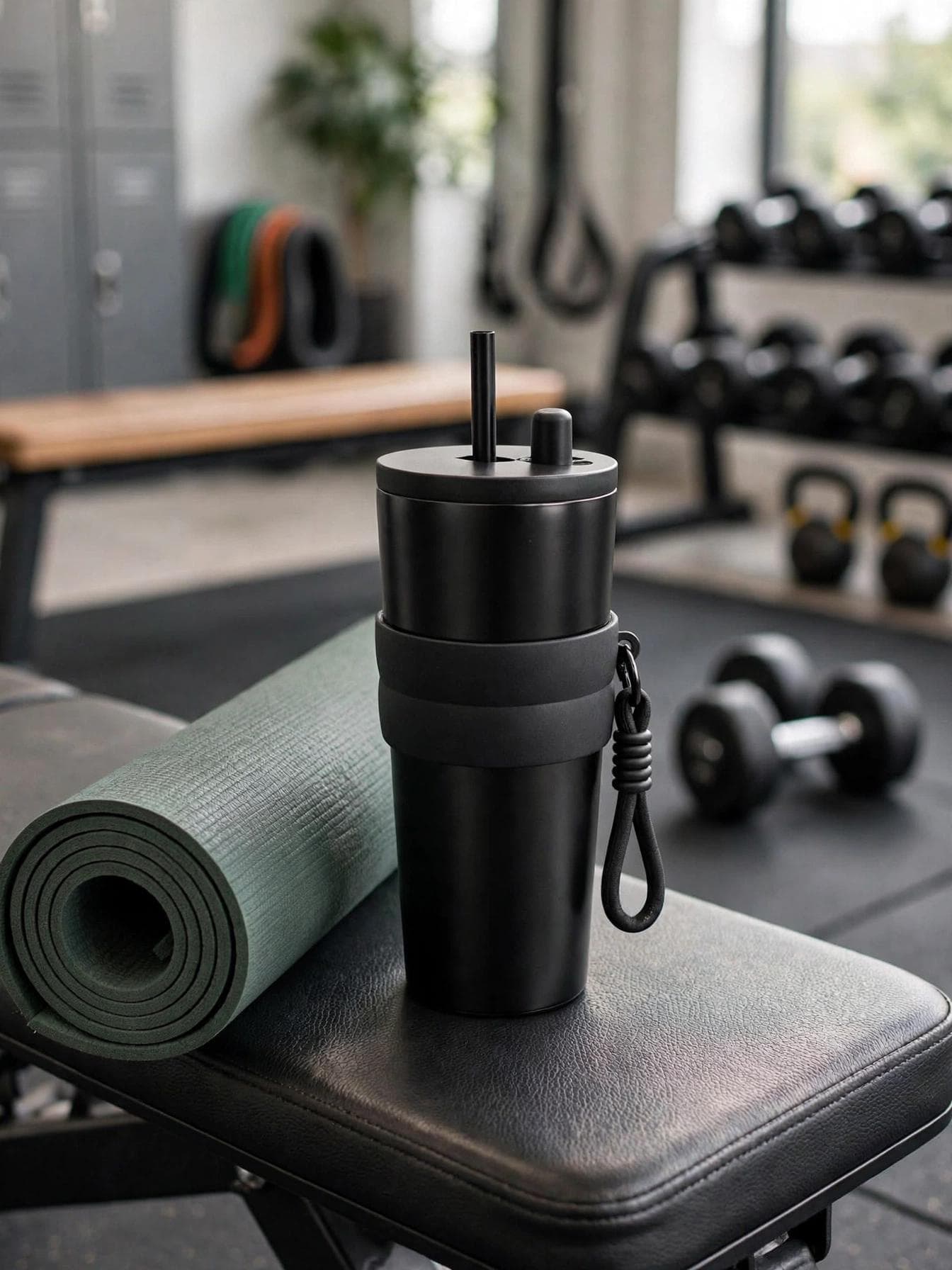 Black 700ml Stainless Steel Tumbler with Silicone Grip