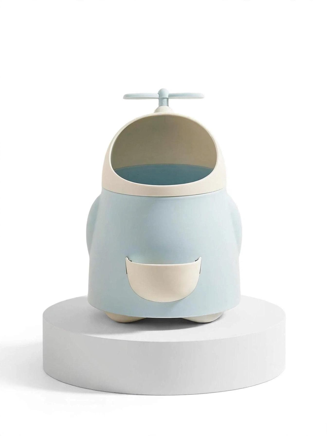 Cute Cartoon Desk Trash Can & Pen Holder - Blue