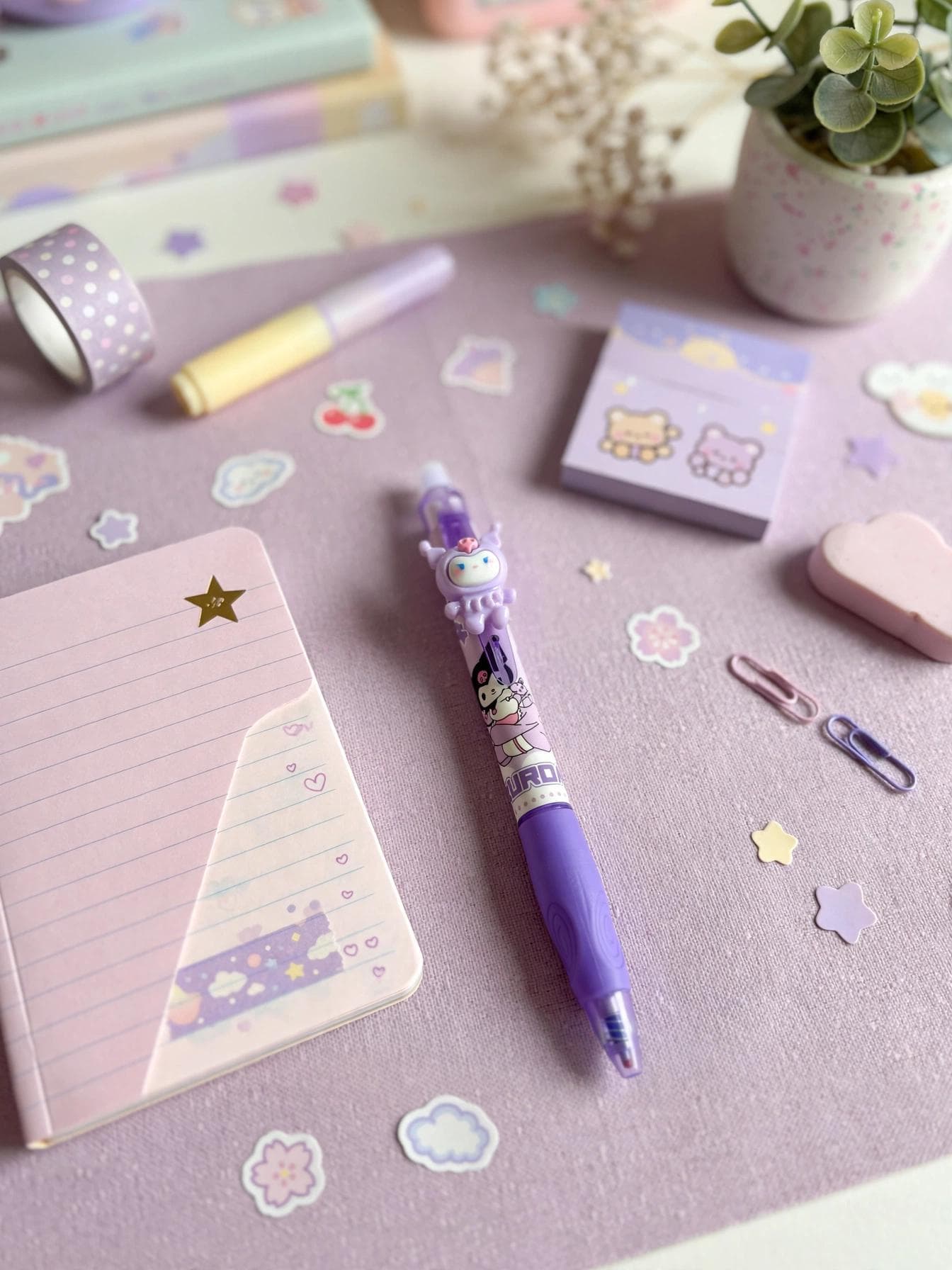 Sanrio Kuromi 3D Clip Erasable Pen - Purple